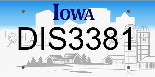 DIS3381 Iowa License Plate