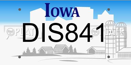 DIS841 Iowa License Plate