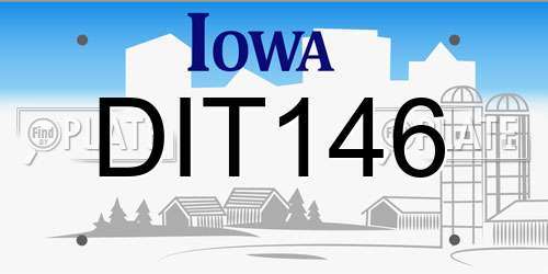 DIT146 Iowa License Plate