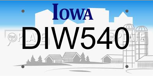DIW540 Iowa License Plate