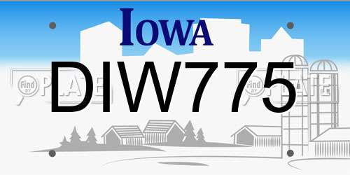 DIW775 Iowa License Plate
