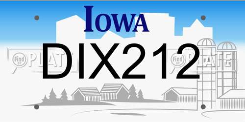 DIX212 Iowa License Plate