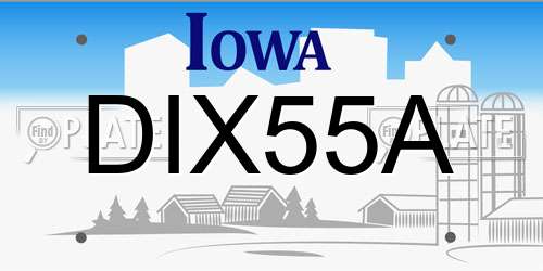 DIX55A Iowa License Plate
