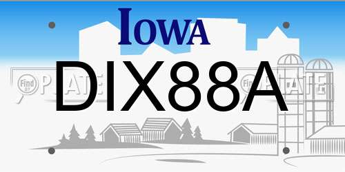 DIX88A Iowa License Plate
