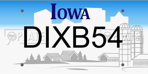 DIXB54 Iowa License Plate