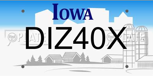 DIZ40X Iowa License Plate
