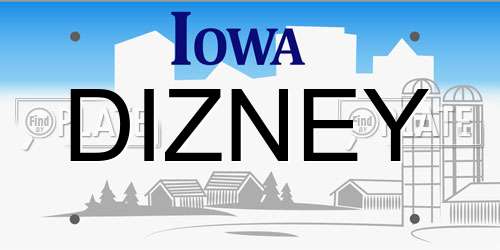 DIZNEY Iowa License Plate