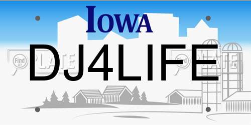 DJ4LIFE Iowa License Plate