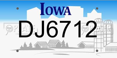 DJ6712 Iowa License Plate