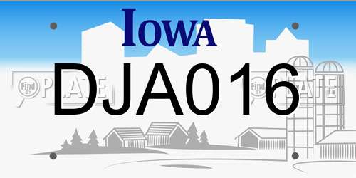 DJA016 Iowa License Plate