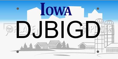 DJBIGD Iowa License Plate