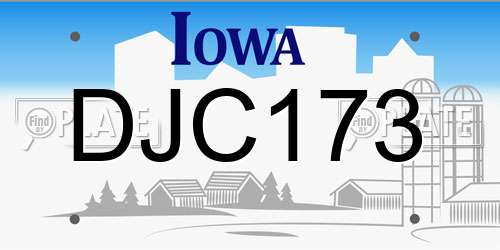 DJC173 Iowa License Plate