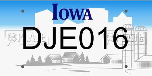 DJE016 Iowa License Plate