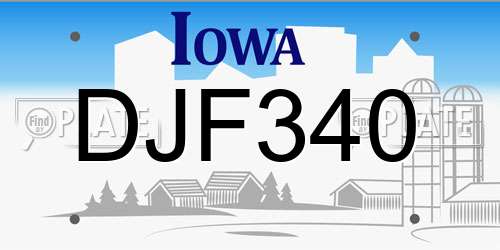 DJF340 Iowa License Plate