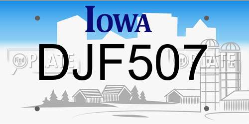 DJF507 Iowa License Plate