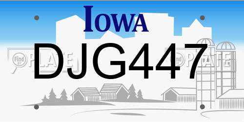 DJG447 Iowa License Plate