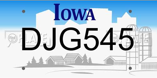DJG545 Iowa License Plate