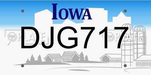 DJG717 Iowa License Plate