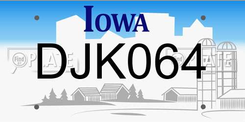 DJK064 Iowa License Plate
