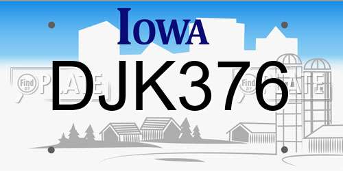 DJK376 Iowa License Plate