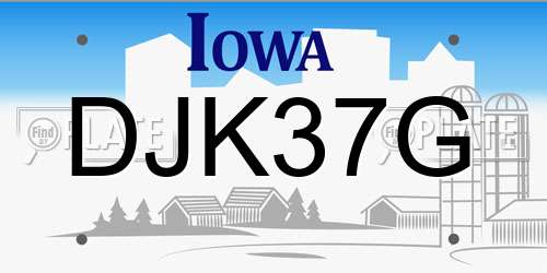 DJK37G Iowa License Plate