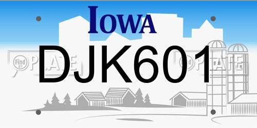 DJK601 Iowa License Plate