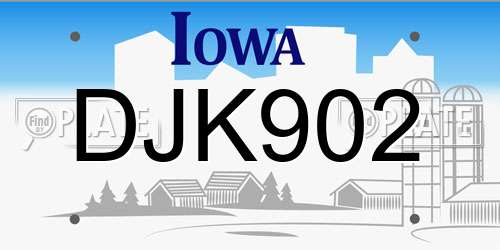 DJK902 Iowa License Plate