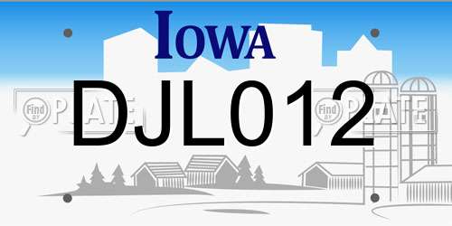 DJL012 Iowa License Plate