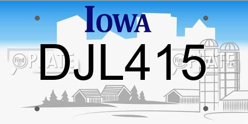 DJL415 Iowa License Plate