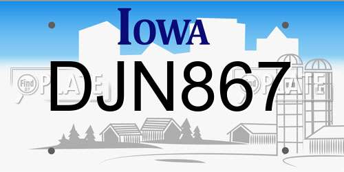 DJN867 Iowa License Plate