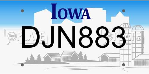 DJN883 Iowa License Plate