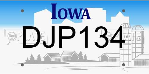DJP134 Iowa License Plate