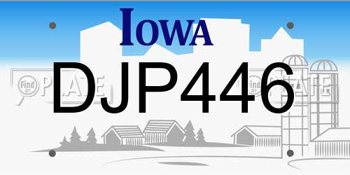 DJP446 Iowa License Plate