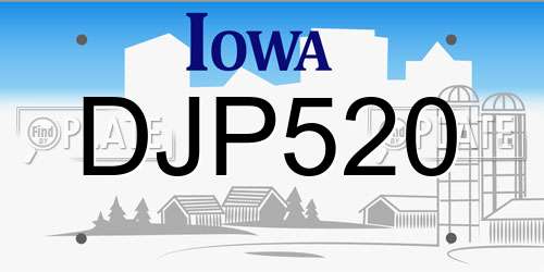 DJP520 Iowa License Plate