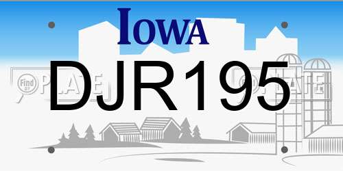 DJR195 Iowa License Plate