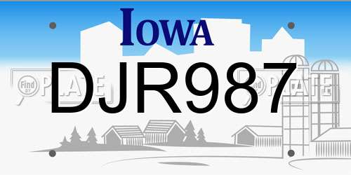 DJR987 Iowa License Plate