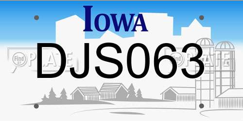 DJS063 Iowa License Plate