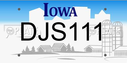 DJS111 Iowa License Plate