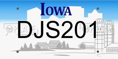 DJS201 Iowa License Plate