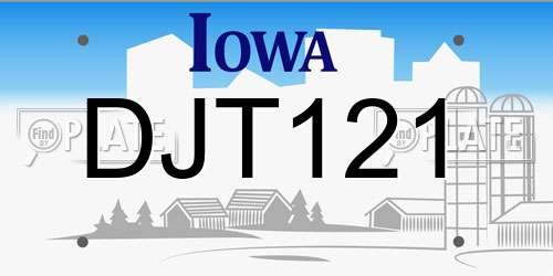 DJT121 Iowa License Plate