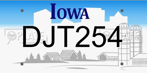 DJT254 Iowa License Plate