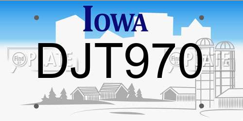 DJT970 Iowa License Plate
