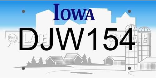 DJW154 Iowa License Plate