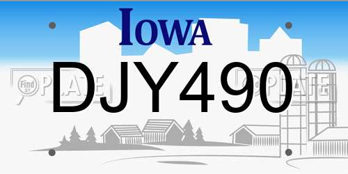 DJY490 Iowa License Plate