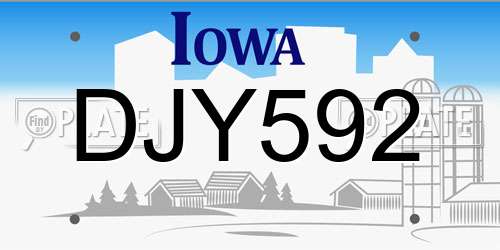 DJY592 Iowa License Plate