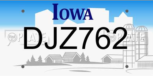 DJZ762 Iowa License Plate