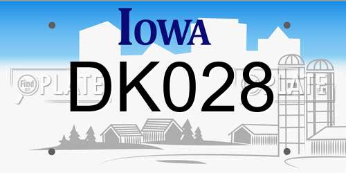 DK028 Iowa License Plate