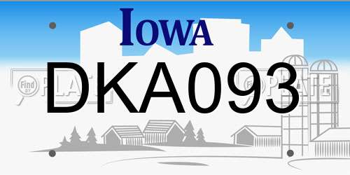 DKA093 Iowa License Plate