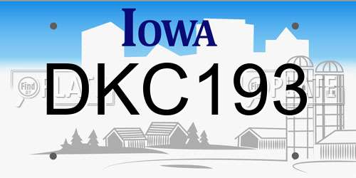 DKC193 Iowa License Plate