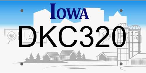 DKC320 Iowa License Plate